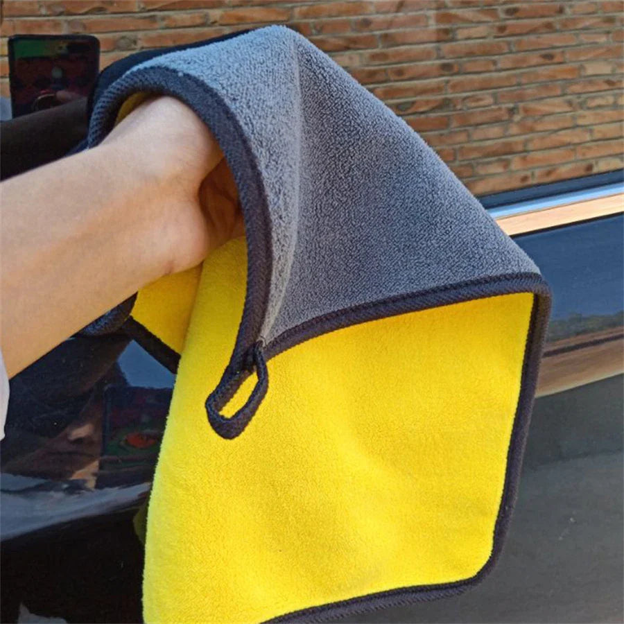 1/2/6pcs Microfiber Cleaning Towel Thicken Soft Drying Cloth Car Body Washing Towels Double Layer Clean Rags Car Accessories - P's One-Stop Shop 