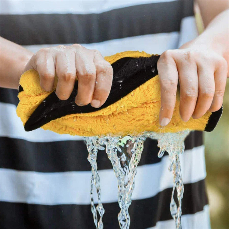 1/2/6pcs Microfiber Cleaning Towel Thicken Soft Drying Cloth Car Body Washing Towels Double Layer Clean Rags Car Accessories - P's One-Stop Shop 