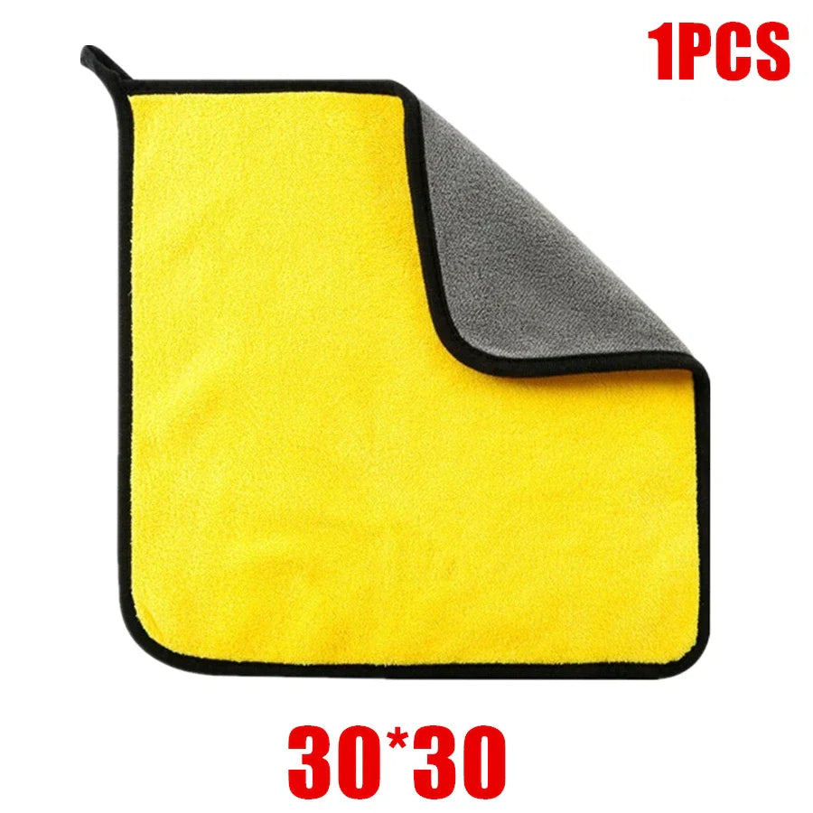1/2/6pcs Microfiber Cleaning Towel Thicken Soft Drying Cloth Car Body Washing Towels Double Layer Clean Rags Car Accessories - P's One-Stop Shop 