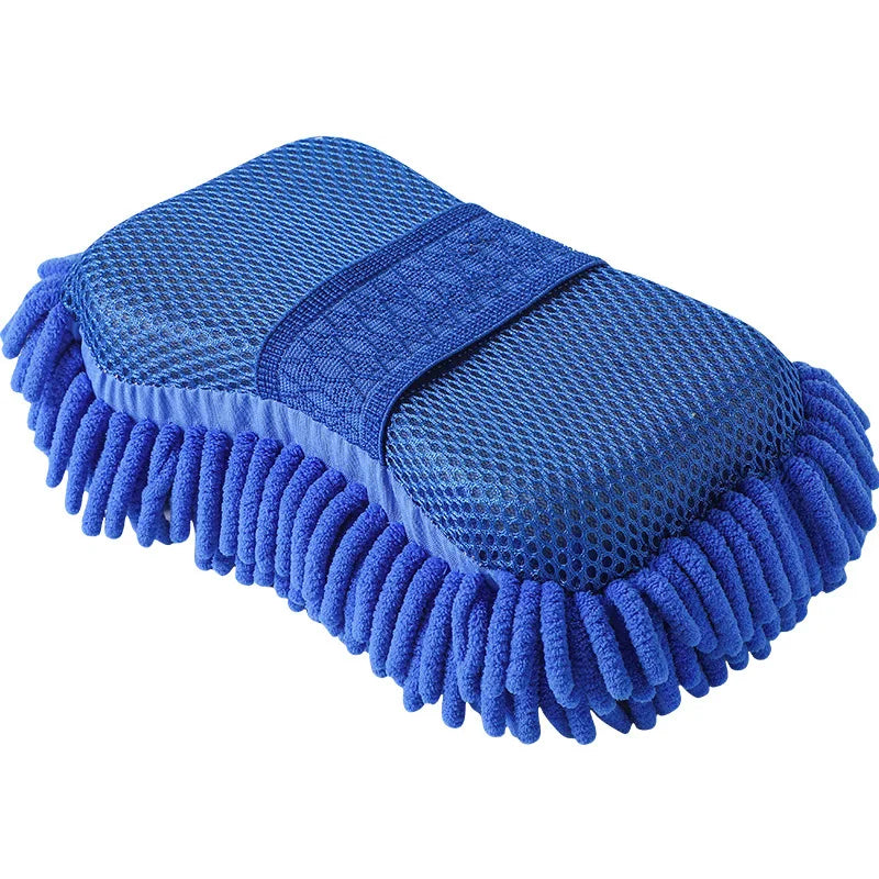 1Pc Blue Microfiber Chenille Car Wash Sponge Care Washing Brush Pad Cleaning Tool Auto Washing Towel Gloves Styling Accessories - P's One-Stop Shop 