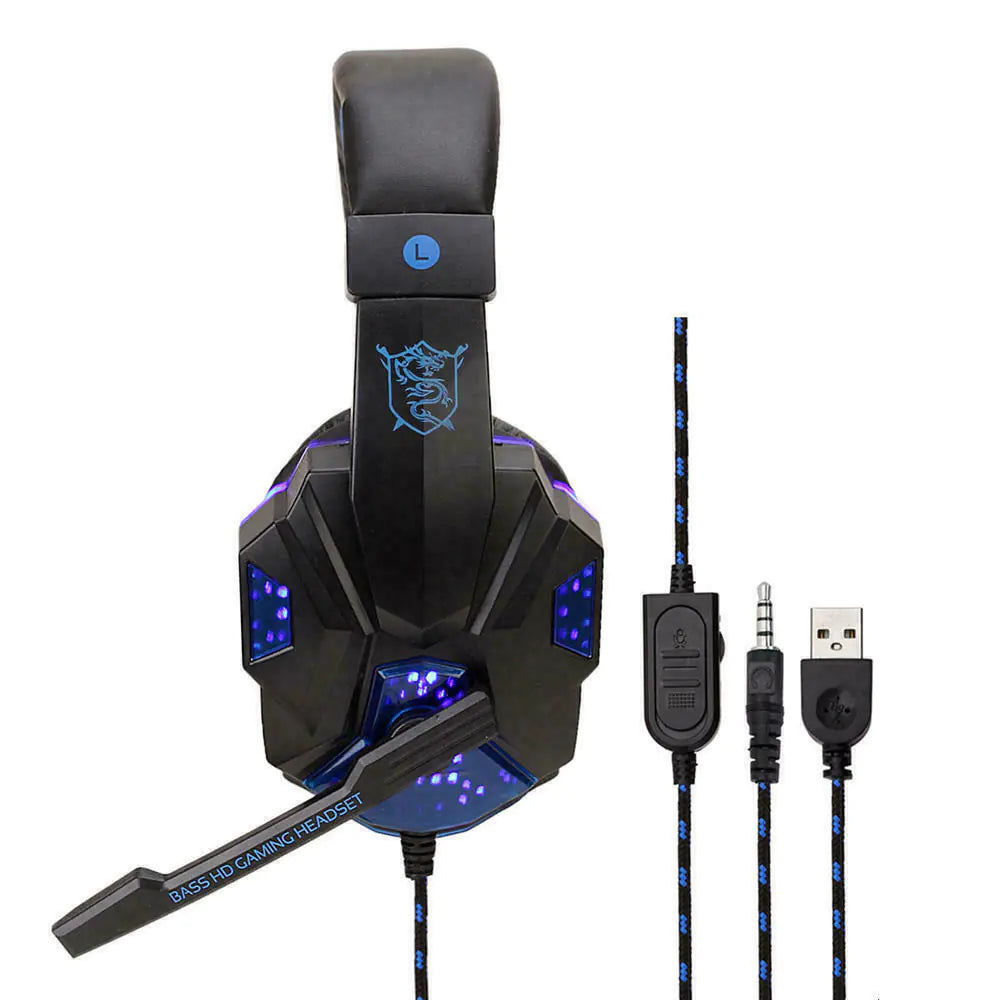 3.5mm Gaming Headset Mic LED Headphones Stereo Bass Surround For PC PS4 Xbox One - P's One-Stop Shop 