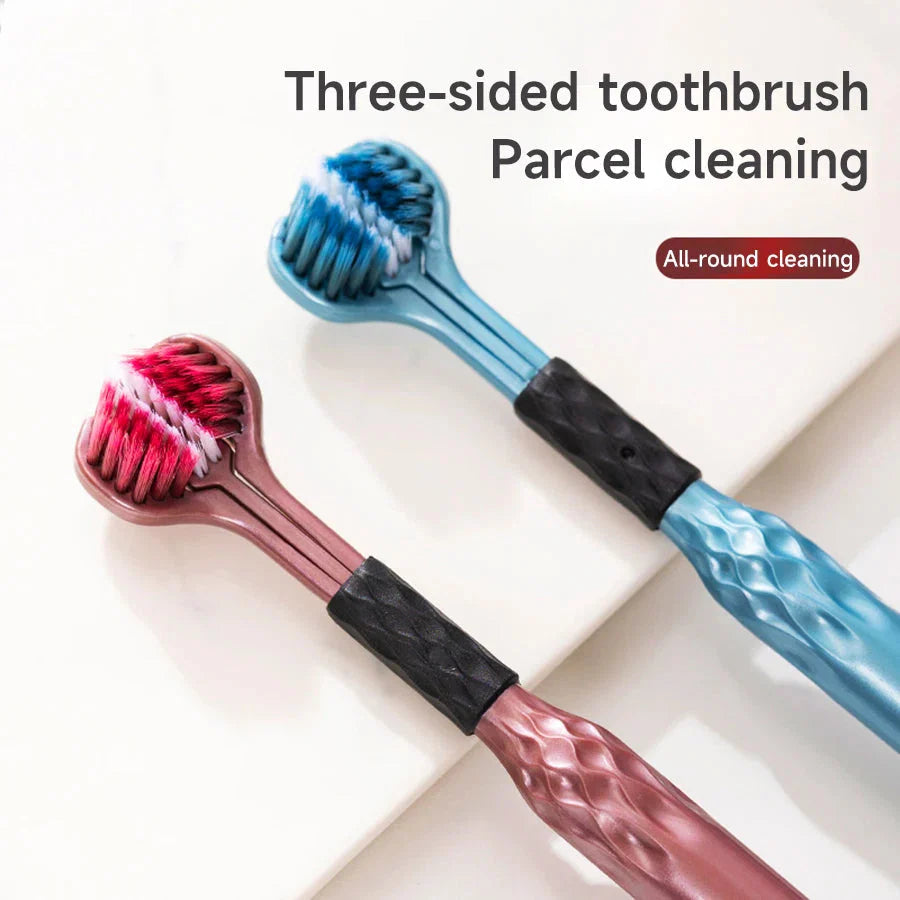 3-Sided Toothbrush for Comprehensive Cleaning | Ideal Angle Design | Raised Tongue Coating Brush | 2-Pack | Soft Bristles for Ge - P's One-Stop Shop 