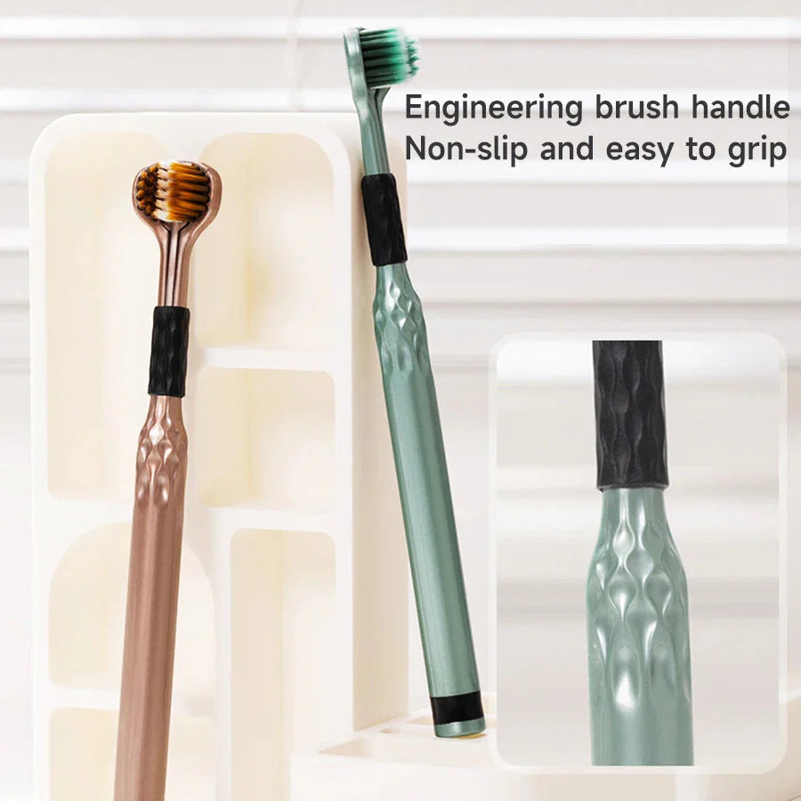 3-Sided Toothbrush for Comprehensive Cleaning | Ideal Angle Design | Raised Tongue Coating Brush | 2-Pack | Soft Bristles for Ge - P's One-Stop Shop 