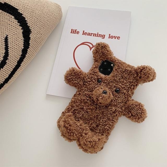 3D Cartoon Plush Bear iPhone Case - P's One-Stop Shop 