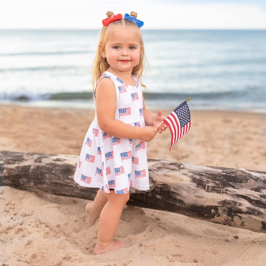4th of July Flag Print Bamboo Peplum Top & Bike Shorts - P's One-Stop Shop 