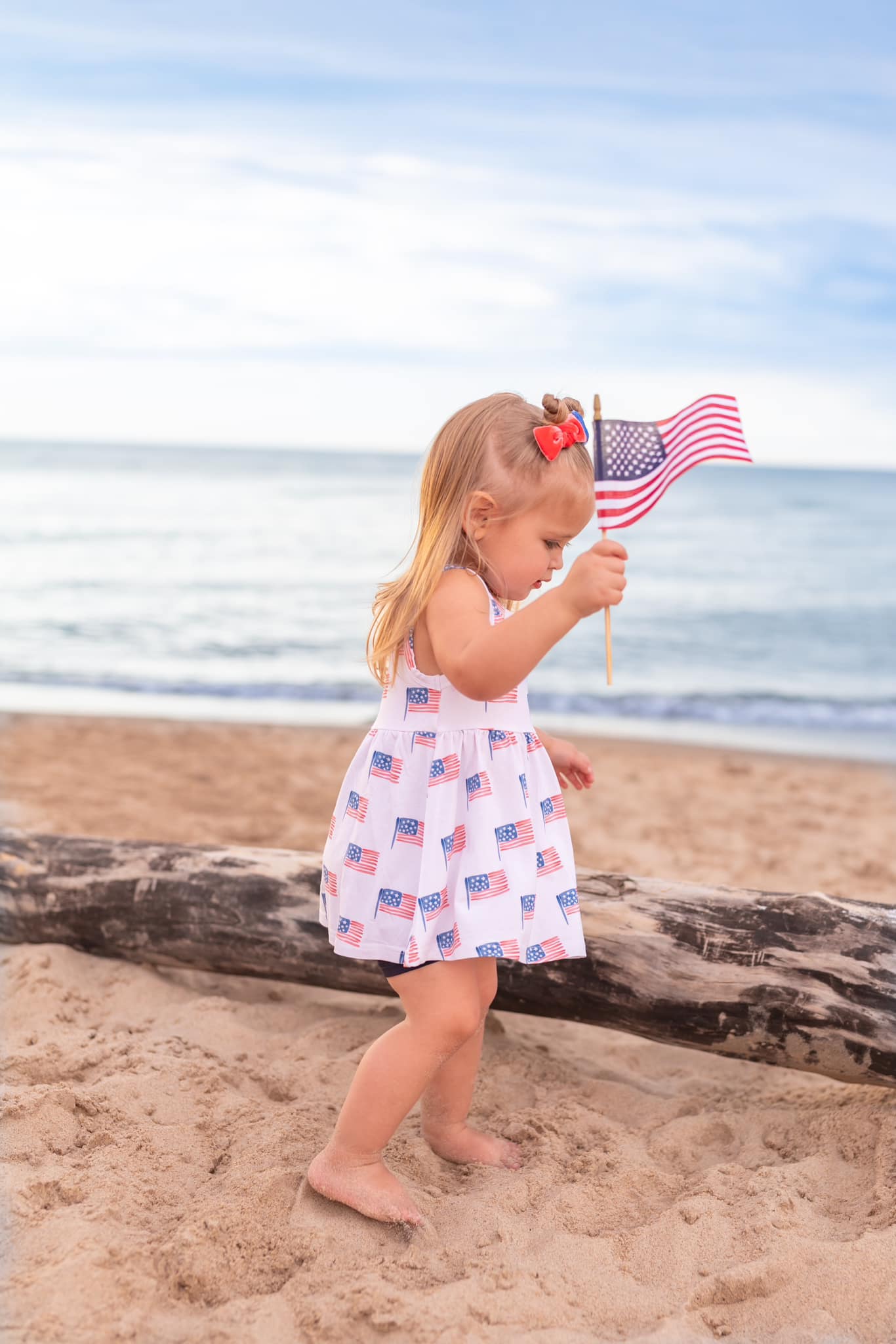 4th of July Flag Print Bamboo Peplum Top & Bike Shorts - P's One-Stop Shop 