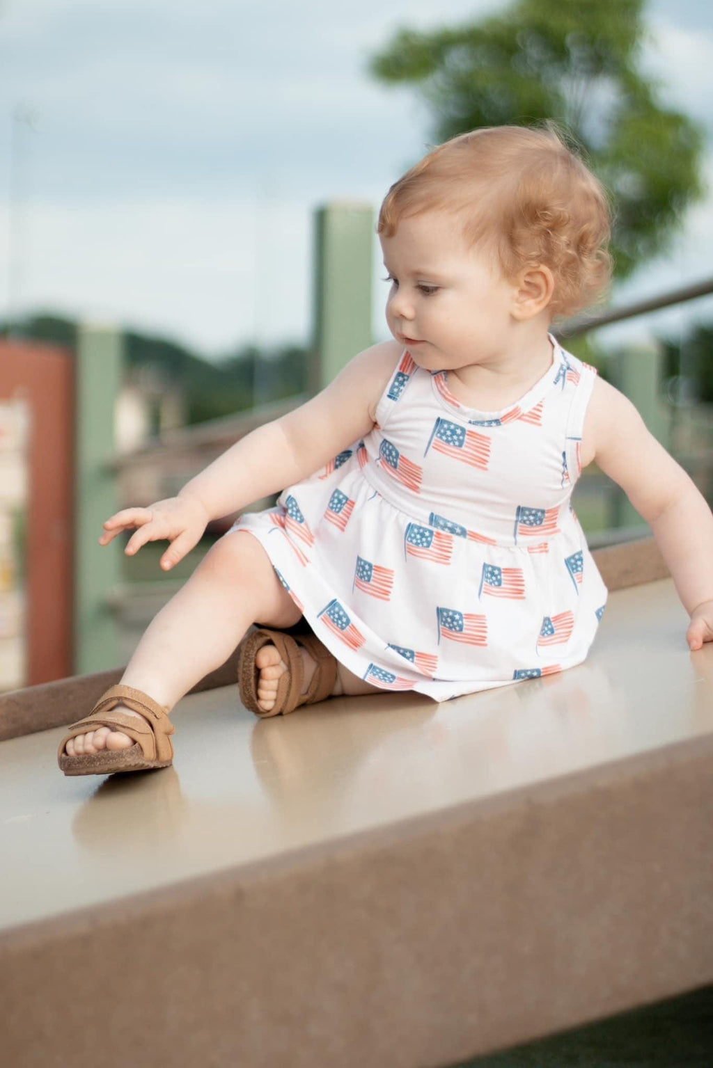 4th of July Flag Print Bamboo Peplum Top & Bike Shorts - P's One-Stop Shop 