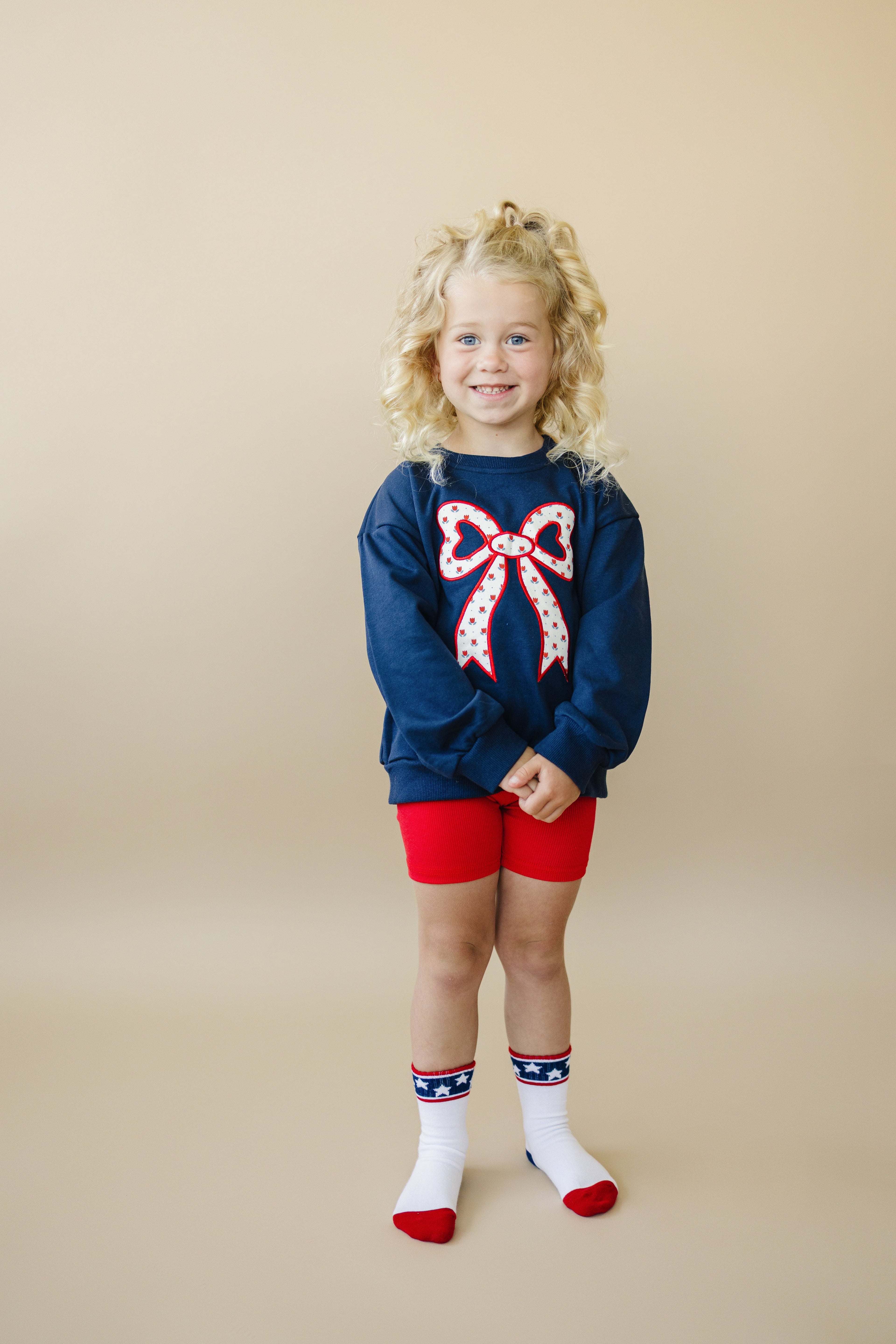 4th of July Tulip Bow Applique Crewneck Sweatshirt - P's One-Stop Shop 