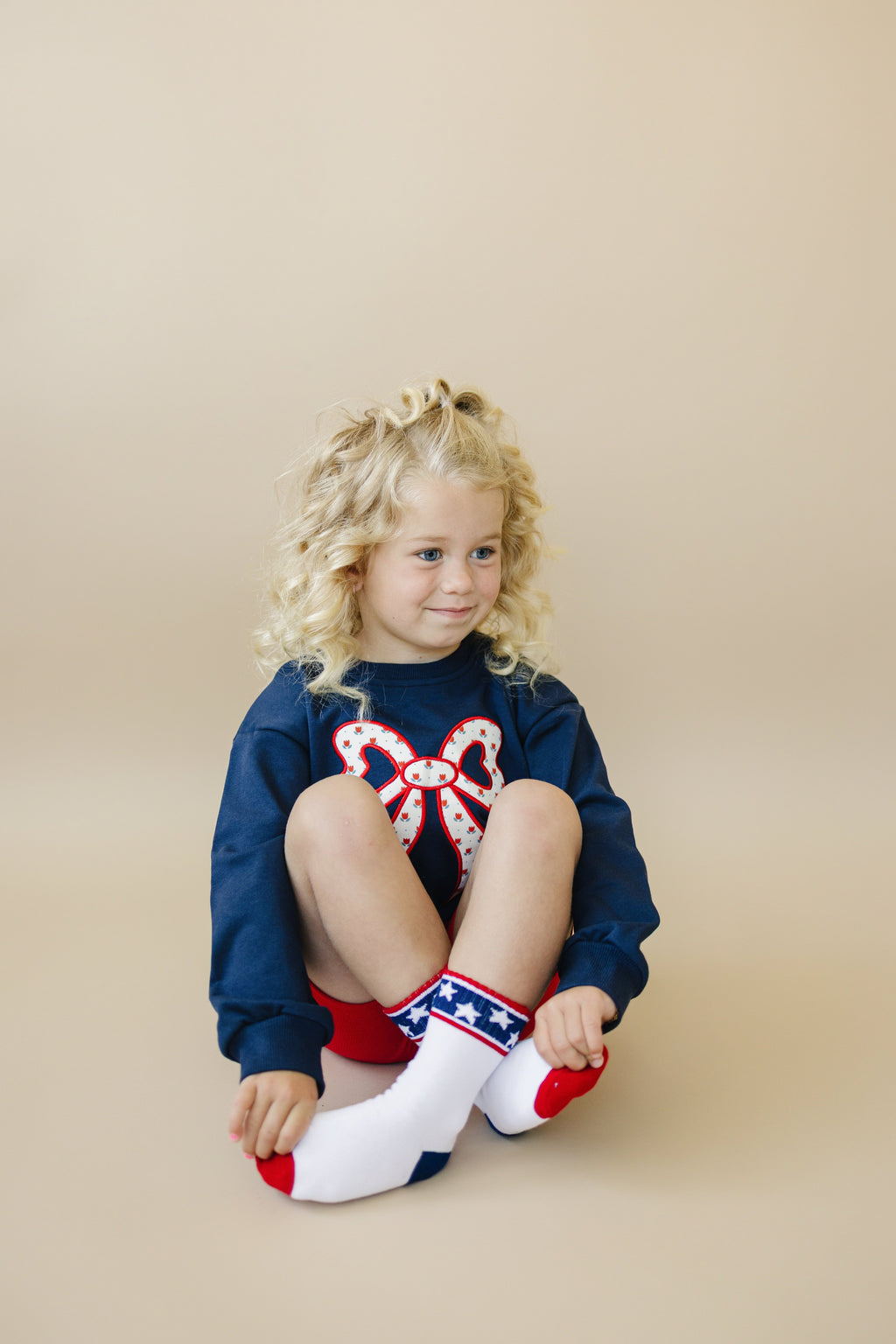 4th of July Tulip Bow Applique Crewneck Sweatshirt - P's One-Stop Shop 