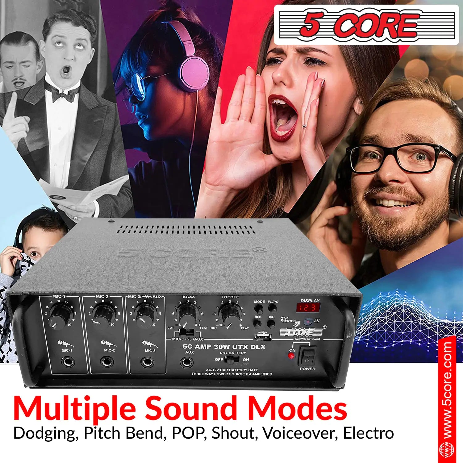 5Core Amplifier Home Audio Stereo Receiver PA Speaker Microphone Surround Sound Amp - P's One-Stop Shop 
