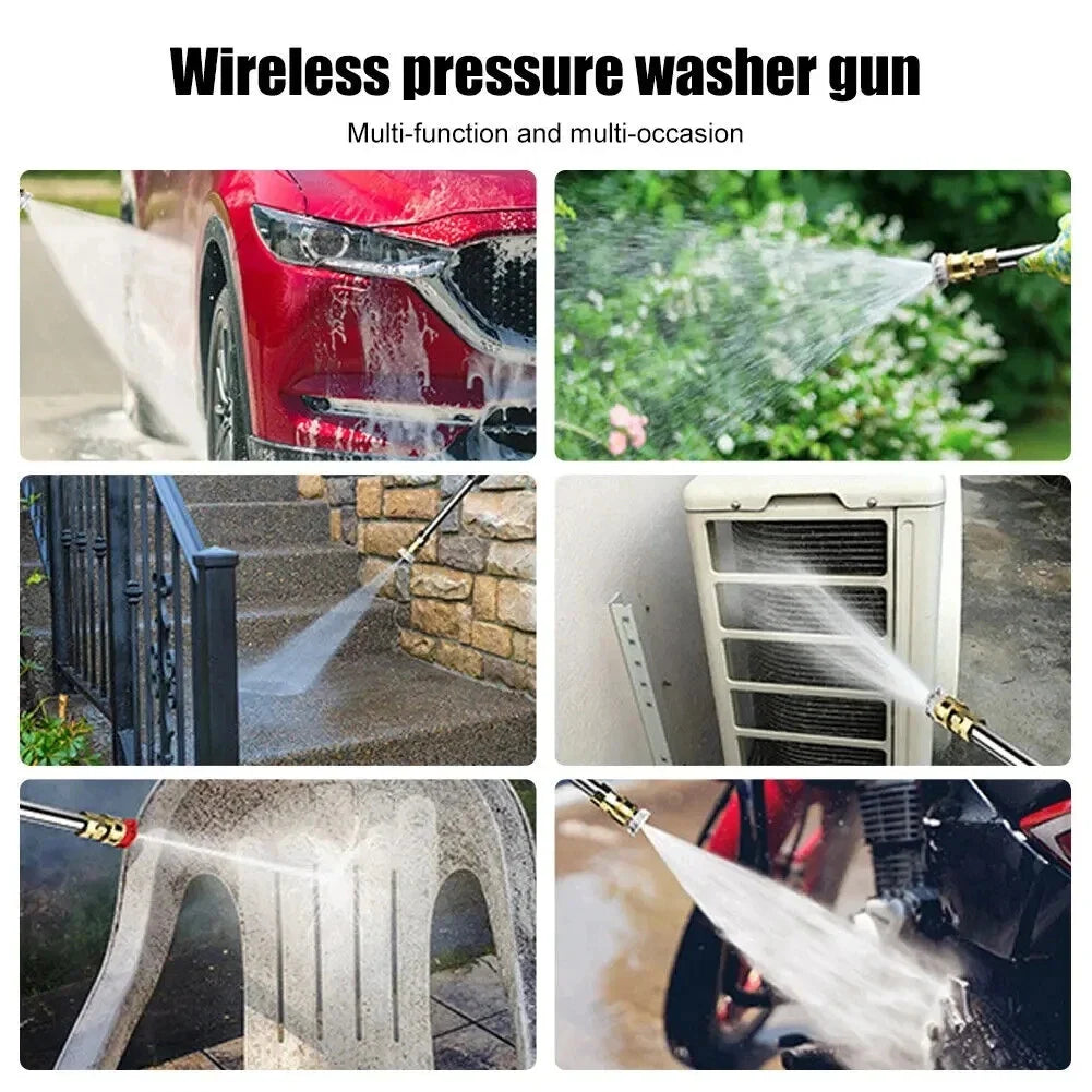 60BAR Wireless High Pressure Car Wash Water Gun Car Washer Self Priming Sustain 300W For Auto Home Garden Cleaning Car Washing - P's One-Stop Shop 