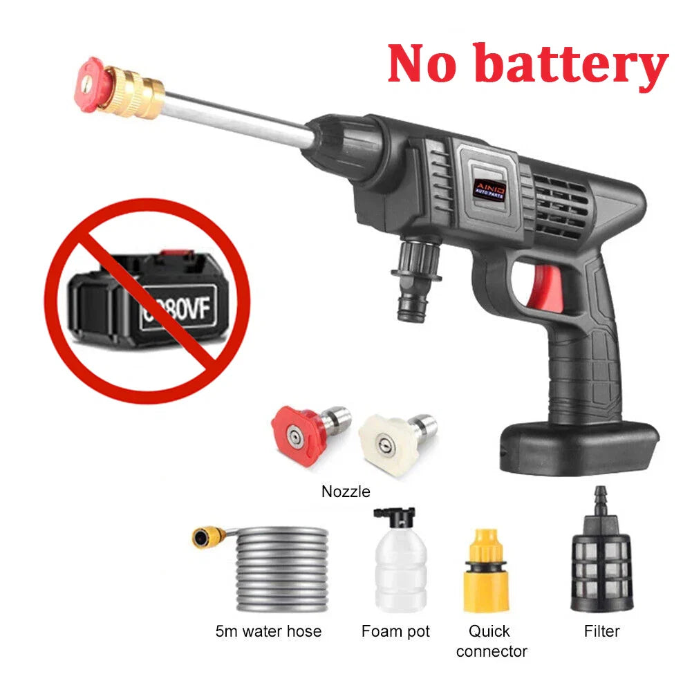 60BAR Wireless High Pressure Car Wash Water Gun Car Washer Self Priming Sustain 300W For Auto Home Garden Cleaning Car Washing - P's One-Stop Shop 