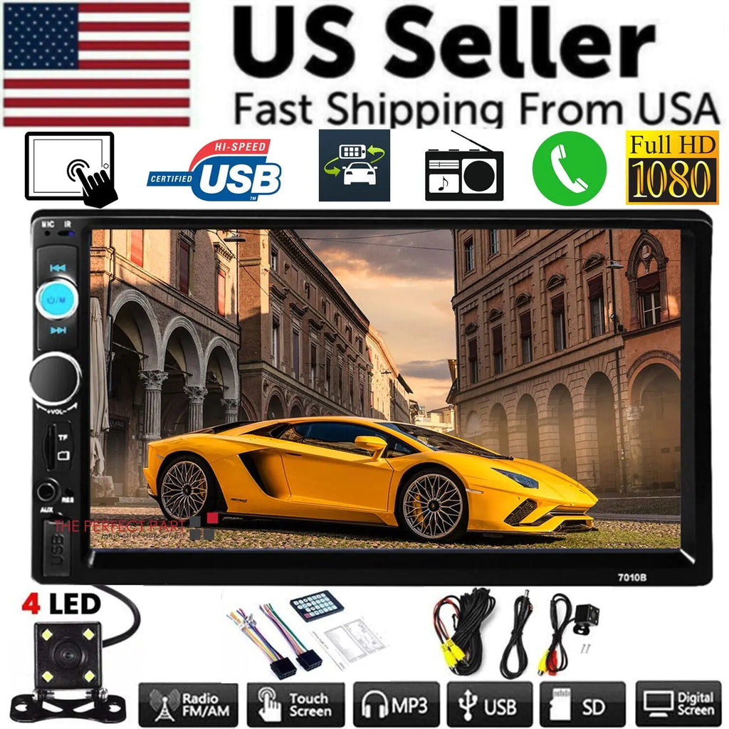 7" Double 2 DIN Car MP5 Player Bluetooth Touch Screen Stereo Radio With Camera - P's One-Stop Shop 