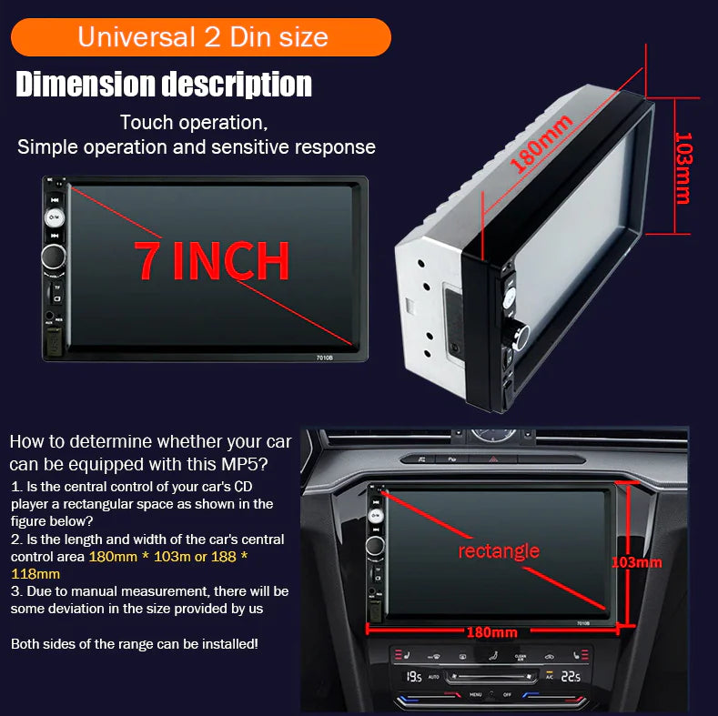 7" Double 2 DIN Car MP5 Player Bluetooth Touch Screen Stereo Radio With Camera - P's One-Stop Shop 