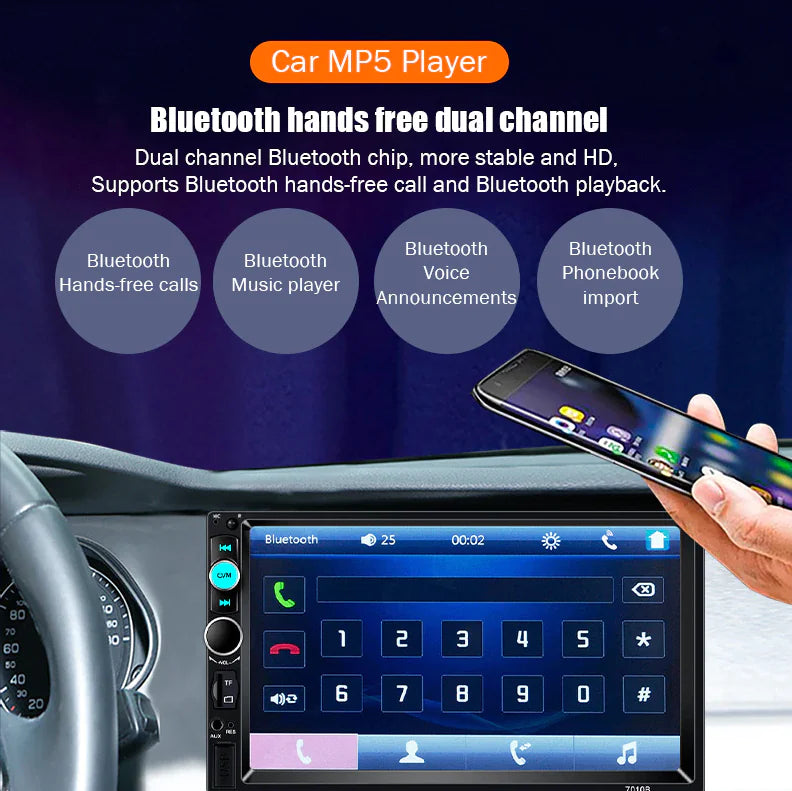 7" Double 2 DIN Car MP5 Player Bluetooth Touch Screen Stereo Radio With Camera - P's One-Stop Shop 
