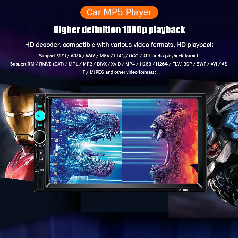 7" Double 2 DIN Car MP5 Player Bluetooth Touch Screen Stereo Radio With Camera - P's One-Stop Shop 