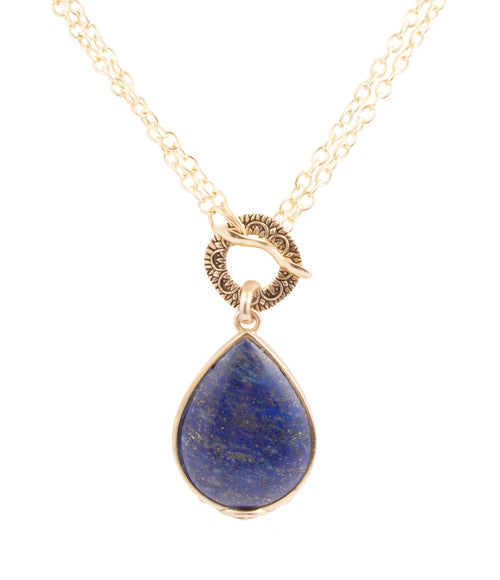 Abby Blue Lapis Golden Pendant Necklace - P's One-Stop Shop 