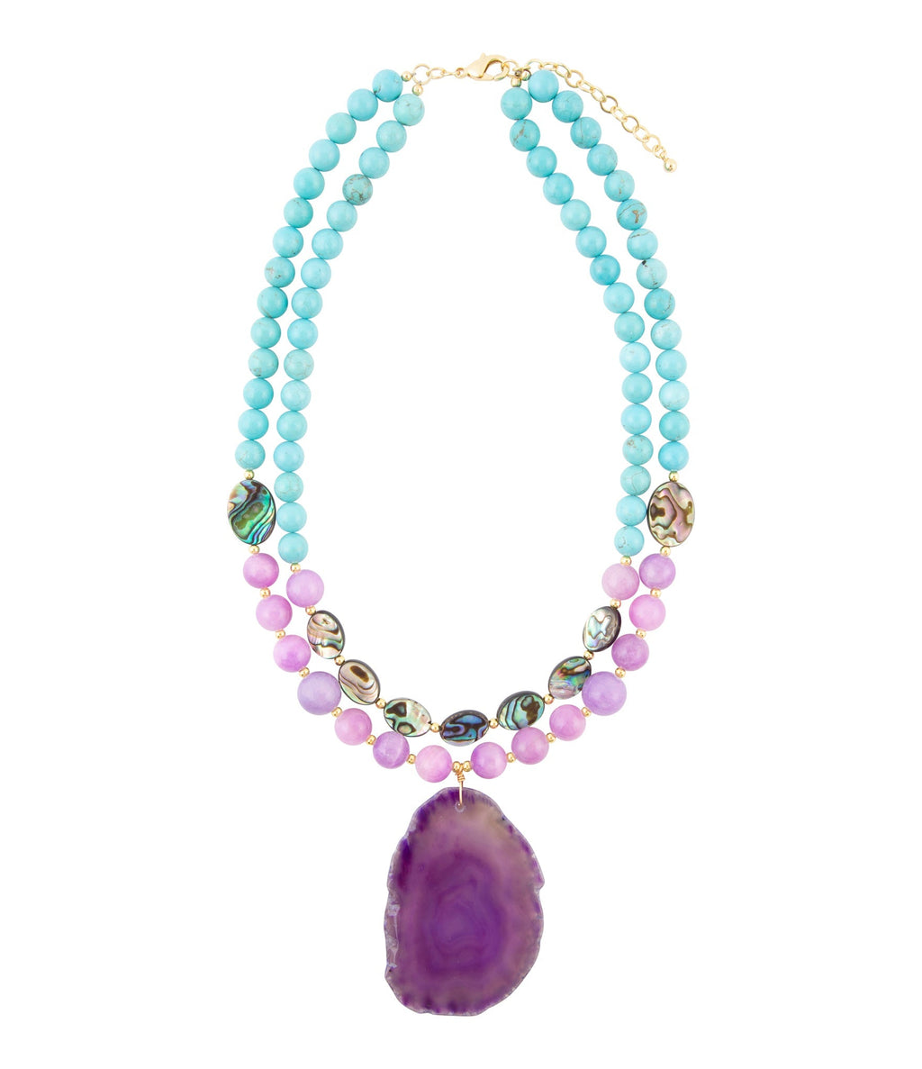 Aruba Purple Jade Statement Pendant Necklace - P's One-Stop Shop 