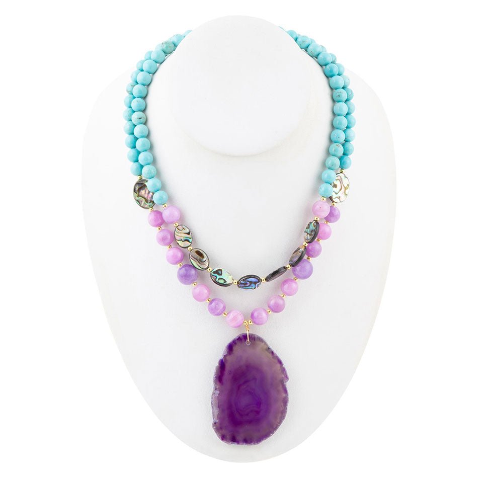 Aruba Purple Jade Statement Pendant Necklace - P's One-Stop Shop 