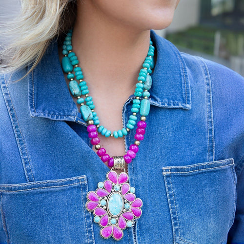 Barcelona Pink Agate Cross Golden Pendant Necklace - P's One-Stop Shop 