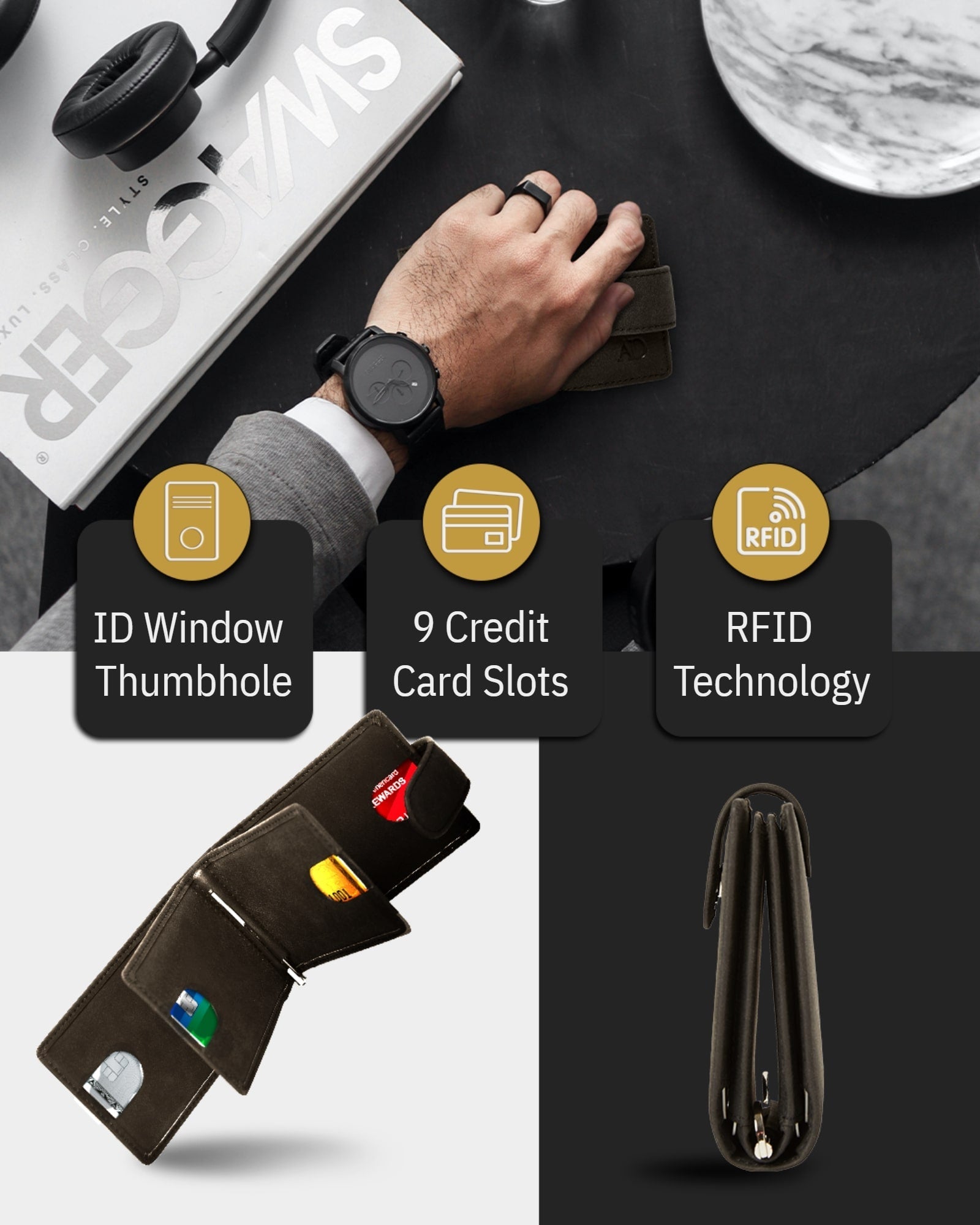 Bifold Wallet With Removable Money Clip Snap Closure - P's One-Stop Shop 