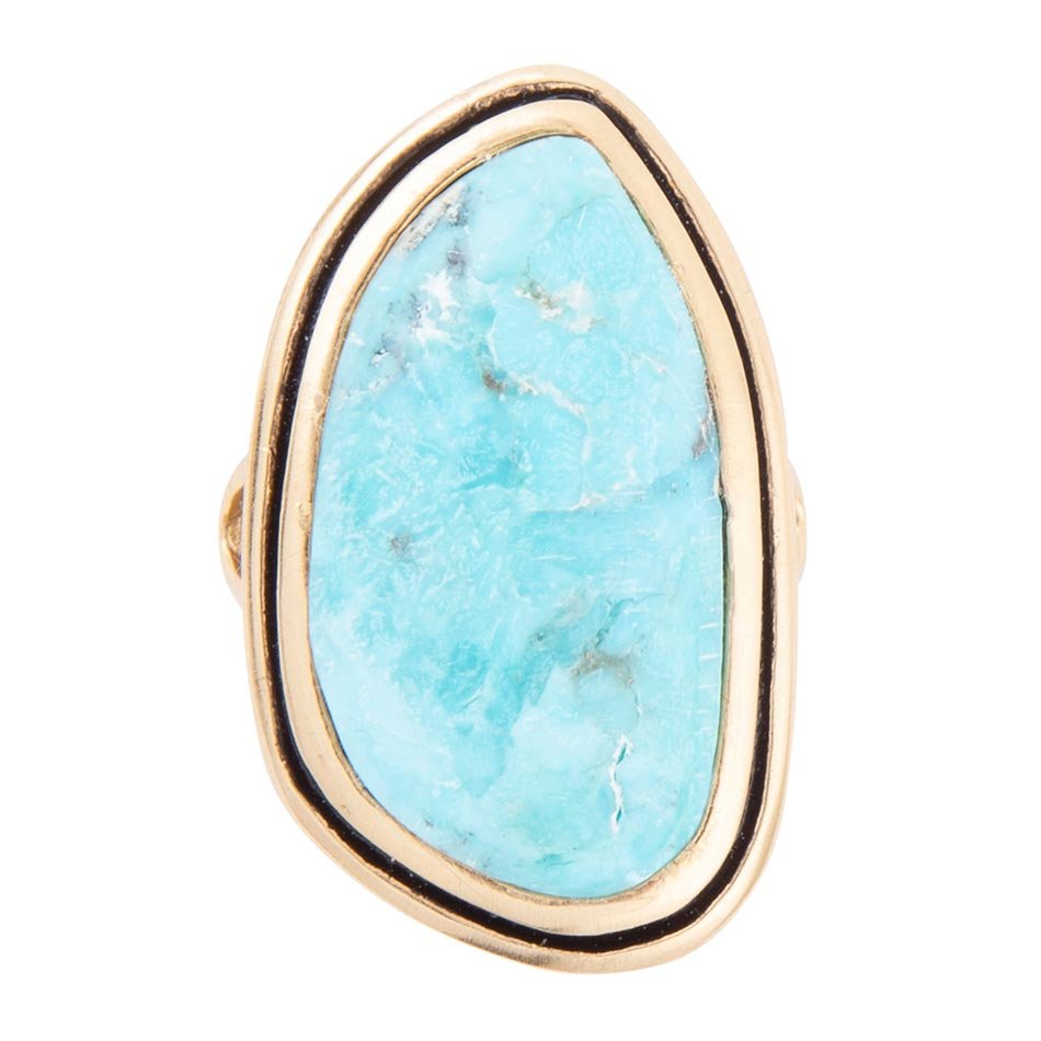 Blue Turquoise Golden Statement Ring - P's One-Stop Shop 