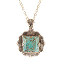 Blue Turquoise Square Golden Pendant Necklace - P's One-Stop Shop 