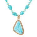 Blue Turquoise Triangle Golden Pendant Necklace - P's One-Stop Shop 