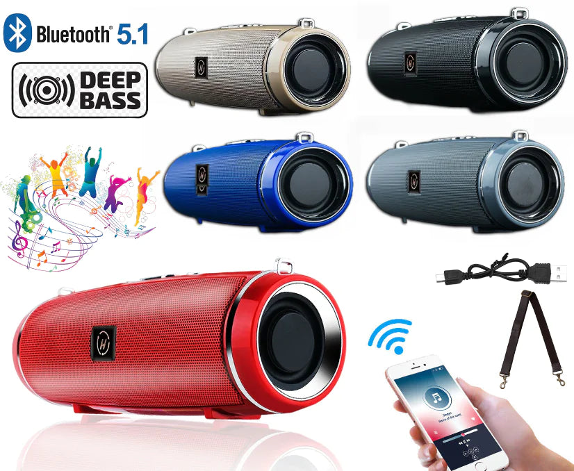 Bluetooth 5.1 Speaker Wireless Waterproof Outdoor Stereo LOUD Bass USB/TF Strap - P's One-Stop Shop 