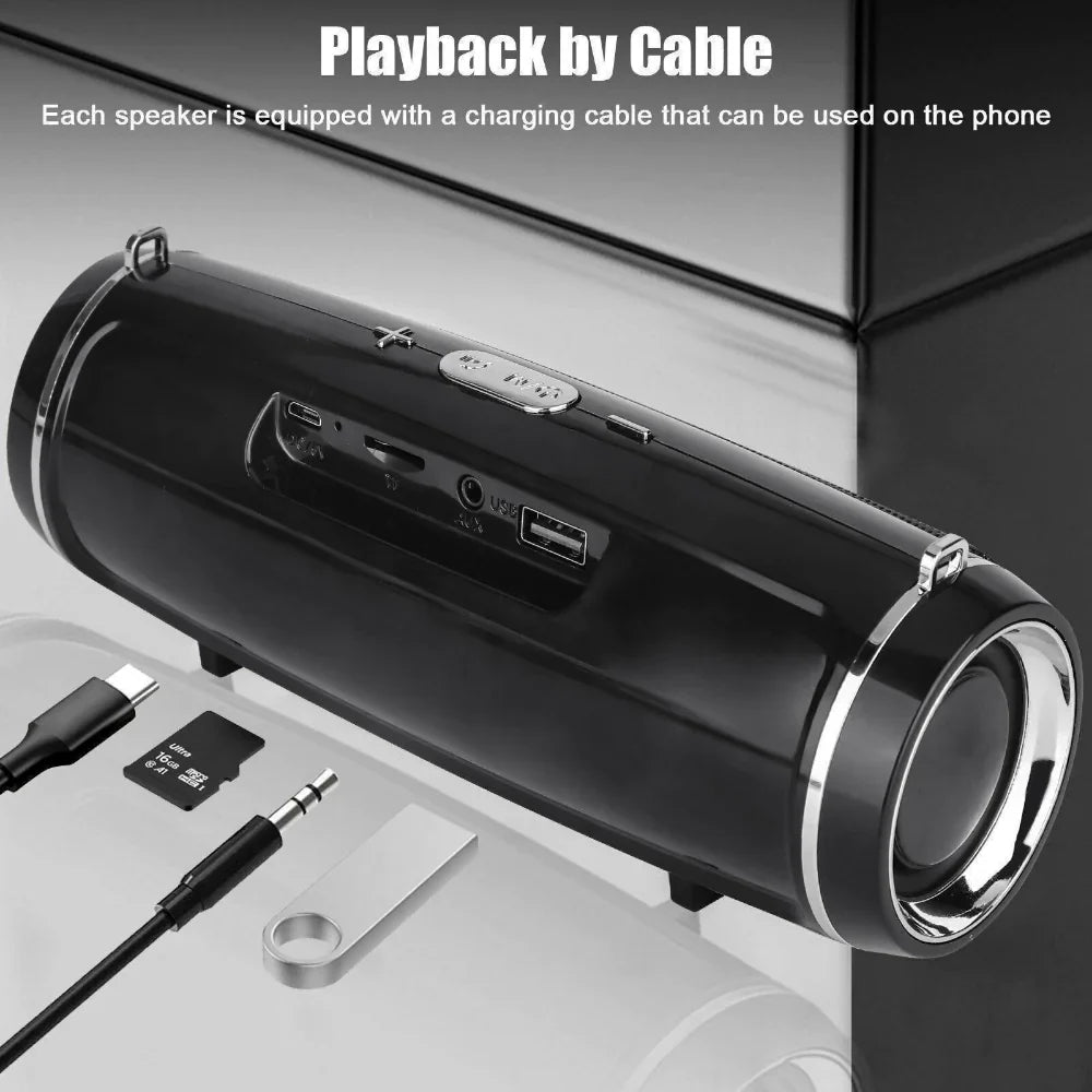 Bluetooth 5.1 Speaker Wireless Waterproof Outdoor Stereo LOUD Bass USB/TF Strap - P's One-Stop Shop 