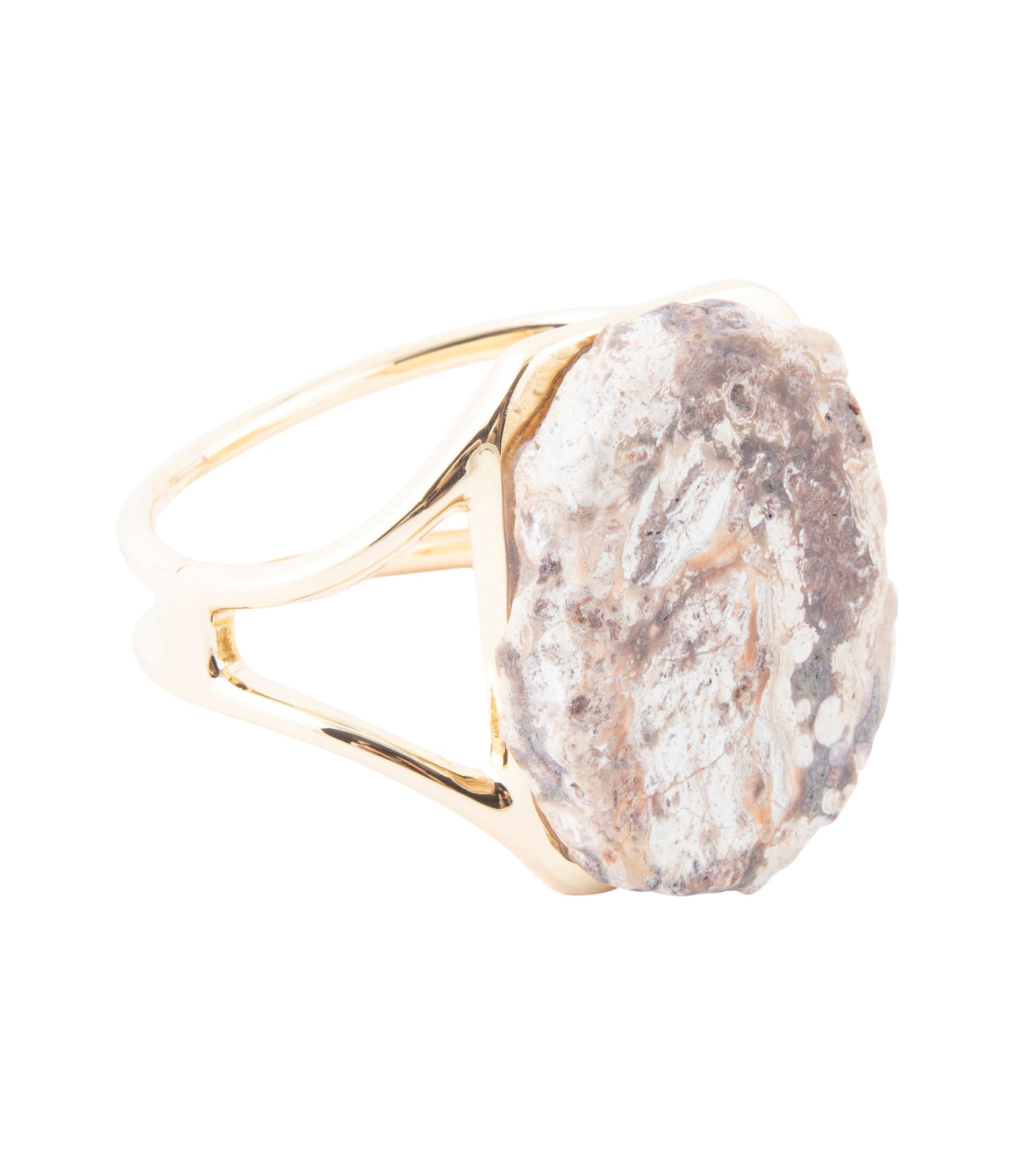 Brown Ocean Jasper Slab Golden Cuff Bracelet - P's One-Stop Shop 