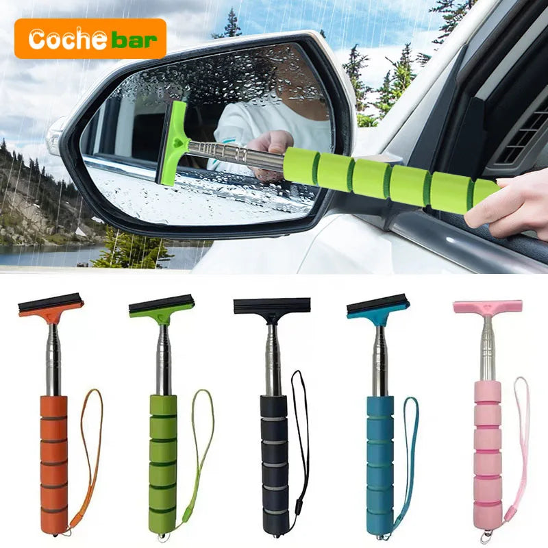 Car Rearview Mirror Wiper Cleaning Tool Auto Glass Mist Cleaner Scraper Car Accessories Handle Telescopic Window Cleaning Brush - P's One-Stop Shop 