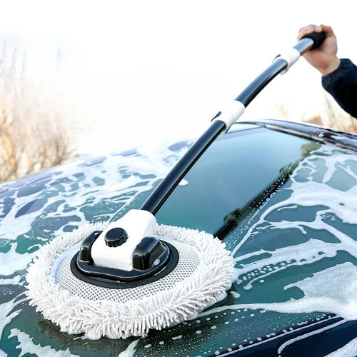 Car Wash Brush Car Cleaning Brush Telescoping Long Handle Mop Soft Hair Chenille Broom Universal Window Wash Auto Accessories - P's One-Stop Shop 