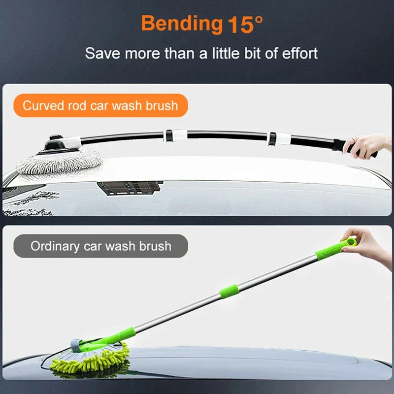 Car Wash Brush Car Cleaning Brush Telescoping Long Handle Mop Soft Hair Chenille Broom Universal Window Wash Auto Accessories - P's One-Stop Shop 