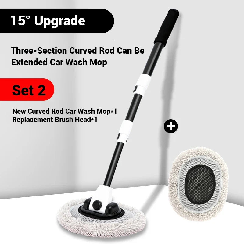 Car Wash Brush Car Cleaning Brush Telescoping Long Handle Mop Soft Hair Chenille Broom Universal Window Wash Auto Accessories - P's One-Stop Shop 