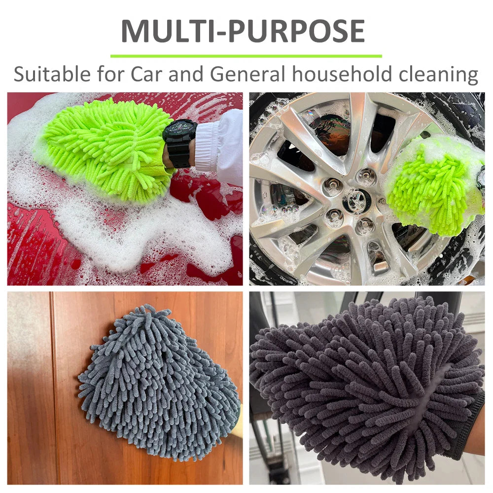 Car Wash Gloves Chenille Glove Plush Rags Thickened double-sided Car Supplies Cleaning Tools Auto Acessories Car Detailing - P's One-Stop Shop 