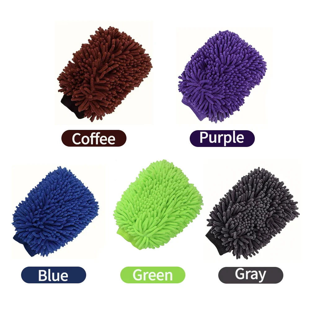 Car Wash Gloves Chenille Glove Plush Rags Thickened double-sided Car Supplies Cleaning Tools Auto Acessories Car Detailing - P's One-Stop Shop 