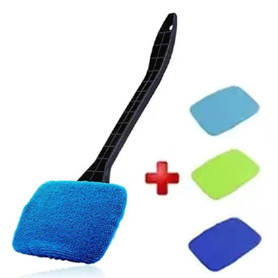 Car Window Cleaner Brush Kit Windshield Cleaning Wash Tool Inside Interior Auto Glass Wiper with Long Handle Car Accessories - P's One-Stop Shop 