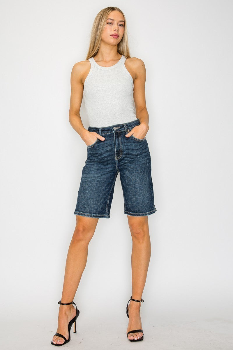 Celeste Dark Wash High Rise Bermuda Jeans - P's One-Stop Shop 