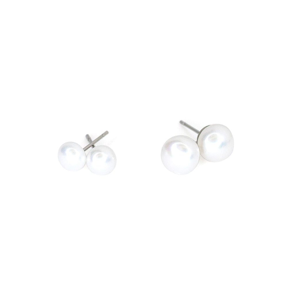 Classic Elegance: Freshwater Pearl Silver Stud Earrings - P's One-Stop Shop 