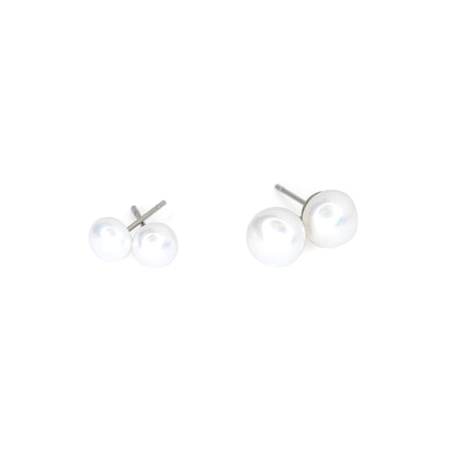 Classic Freshwater Pearl Studs - Hypoallergenic Silver Earrings - P's One-Stop Shop 