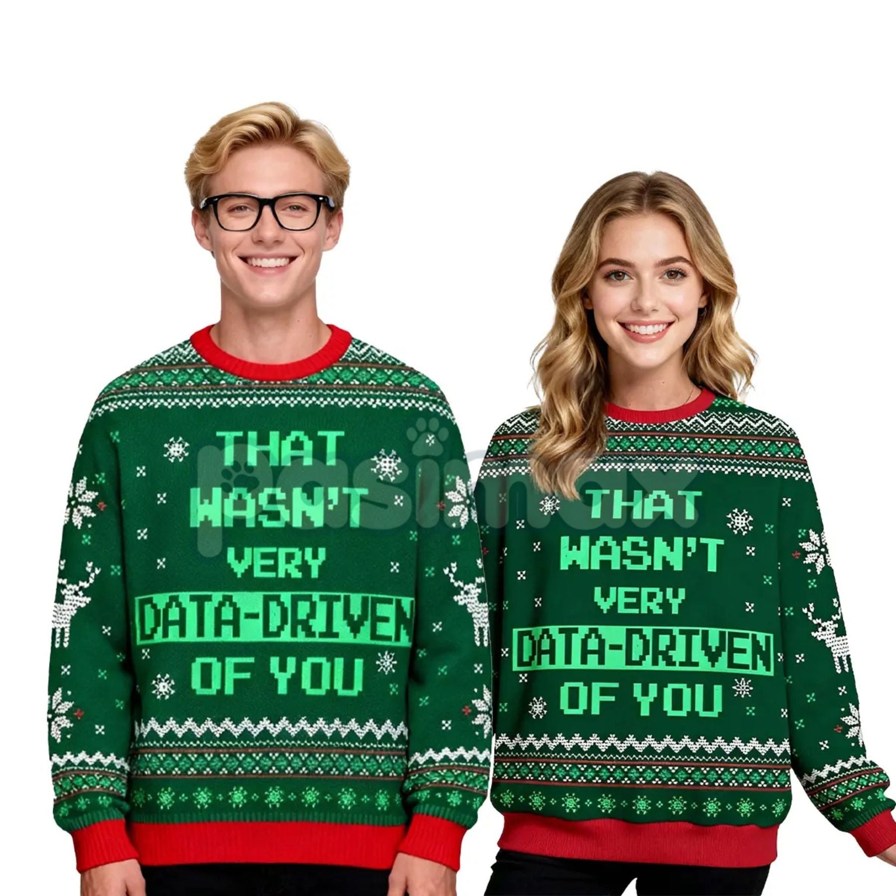 Classic Geek Style Ugly Christmas Sweater – Cozy Crew Neck Knit Jumper, Perfect Holiday Gift for Men & Women - P's One-Stop Shop 
