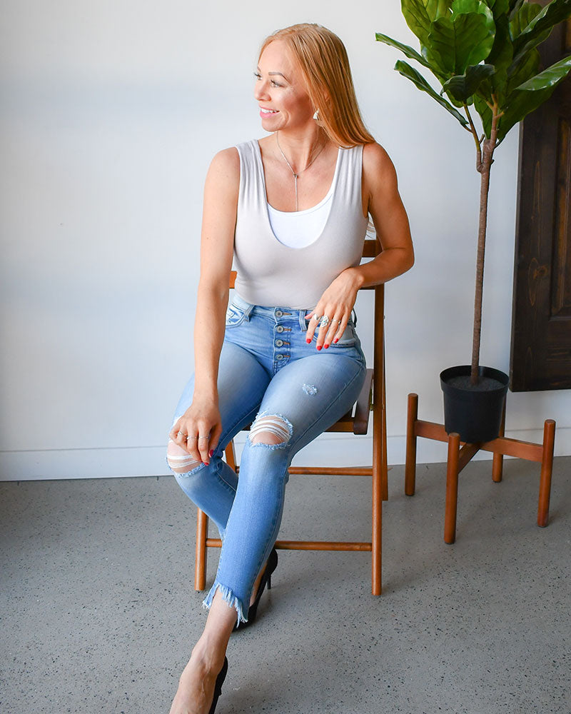 Classic Wide Strap Tank Halftee - P's One-Stop Shop 