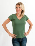 Clearance Women's Bamboo V-Neck Cap Sleeve T-Shirt - P's One-Stop Shop 