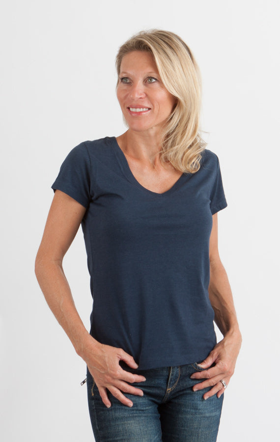 Clearance Women's Bamboo V-Neck Cap Sleeve T-Shirt - P's One-Stop Shop 