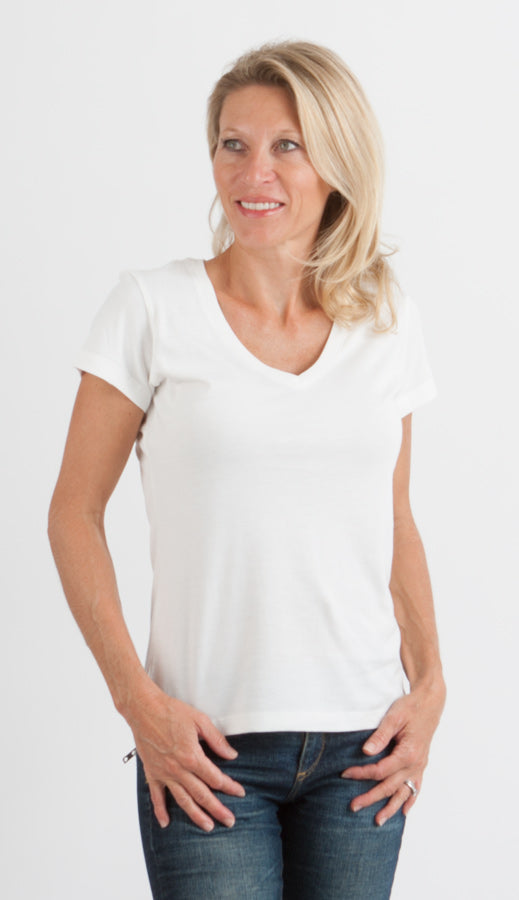 Clearance Women's Bamboo V-Neck Cap Sleeve T-Shirt - P's One-Stop Shop 