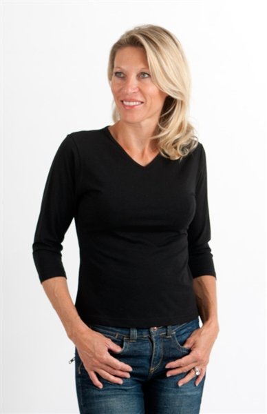 Clearance Women's Bamboo Viscose/Cotton V-Necks 3/4 Sleeve T-Shirt - P's One-Stop Shop 