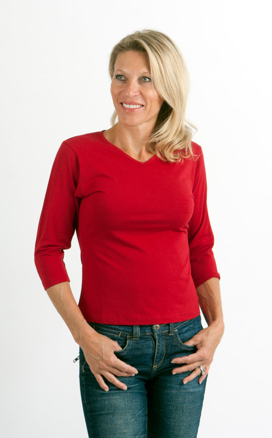 Clearance Women's Bamboo Viscose/Cotton V-Necks 3/4 Sleeve T-Shirt - P's One-Stop Shop 