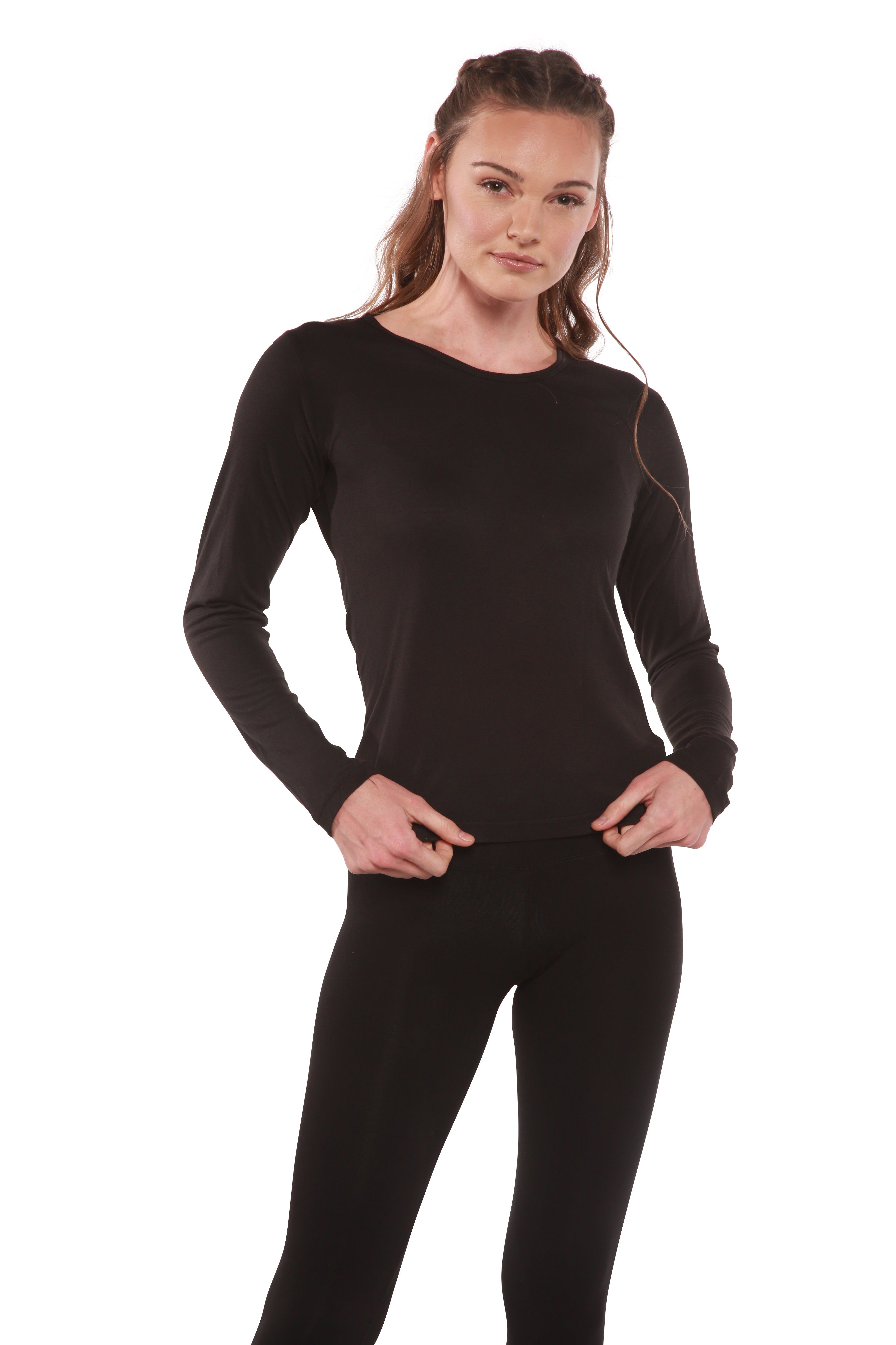 Clearance Women's Scoop Neck 100% Bamboo Viscose Long Sleeve Shirt - P's One-Stop Shop 
