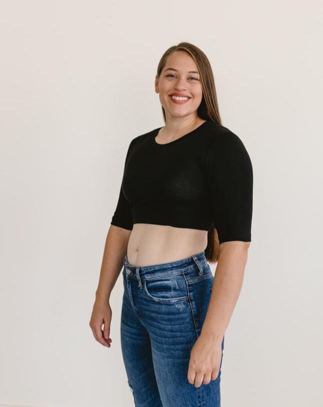 Crew Neck Elbow Sleeve Halftee - P's One-Stop Shop 